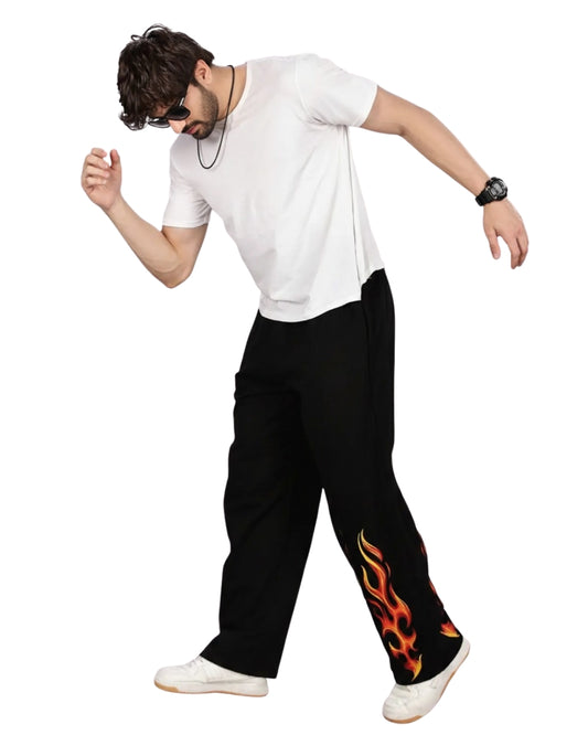HEAT UNISEX STRAIGHT FIT BAGGY TRACK PANTS