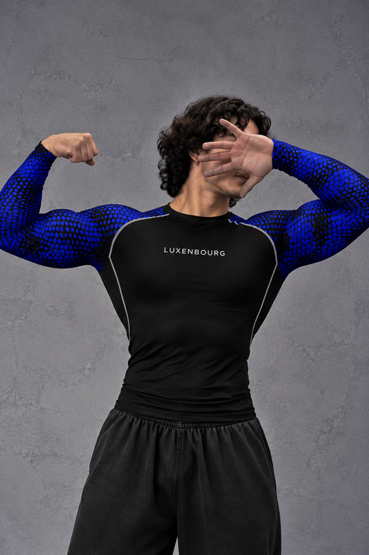 Hexa Blue Dual-Sleeve Compression T-Shirt