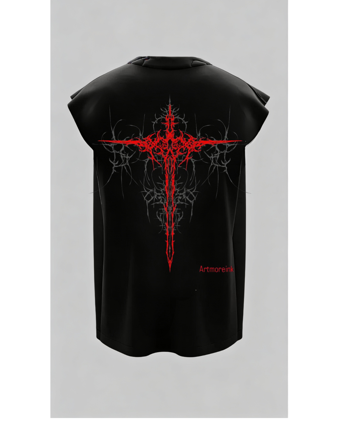 LUXENBOURG CRIMSON CRUCIFIX COTTON OVERSIZED VEST