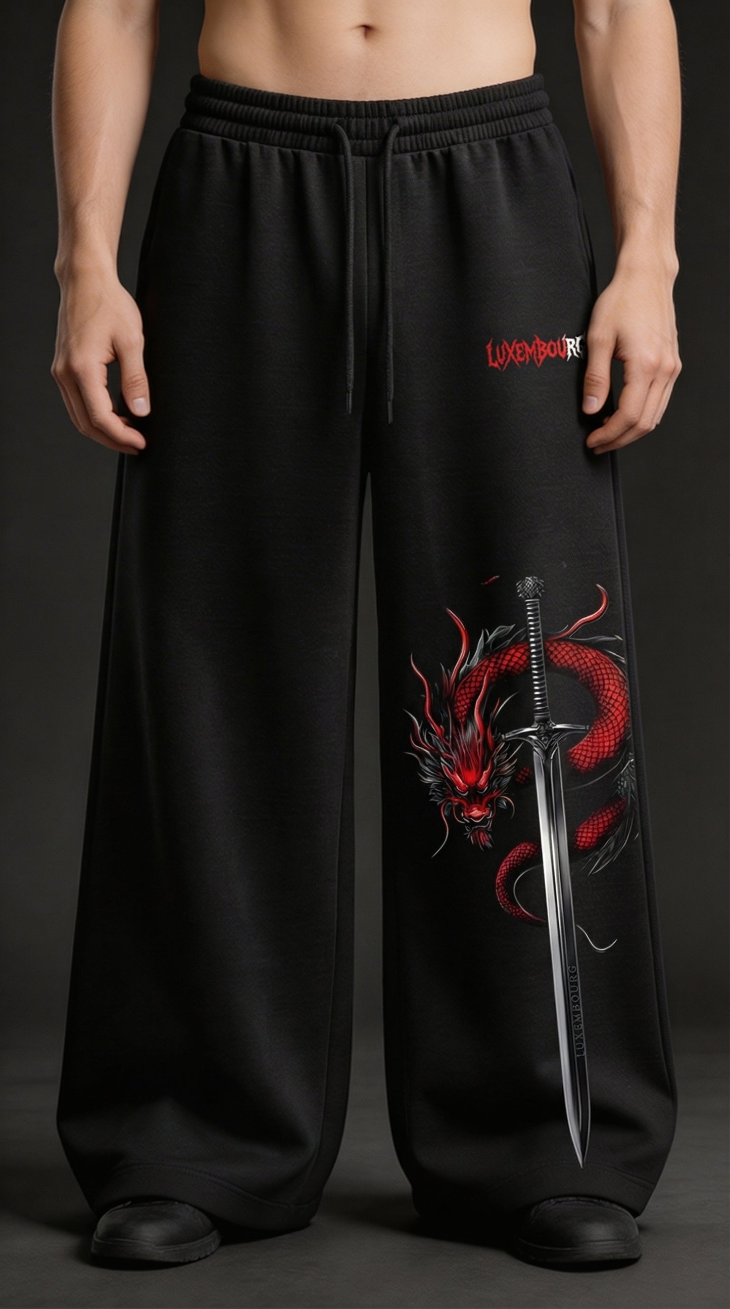 LUXENBOURG Dragon Sword Cotton Baggy Joggers
