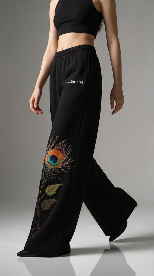 Peacock Feather Cotton Joggers