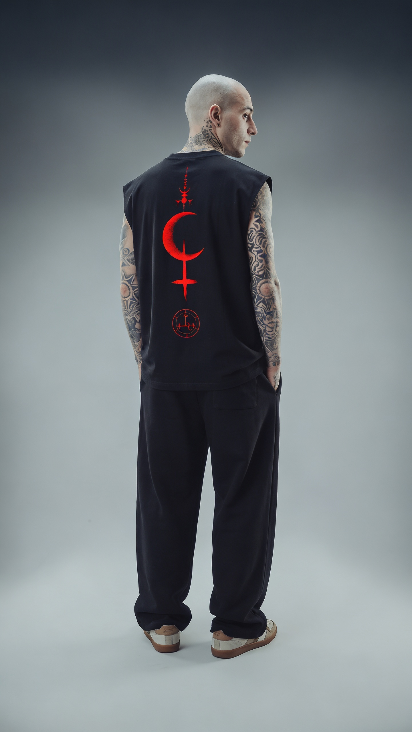 LUXENBOURG DEVIL’S CRESCENT COTTON BAGGY VEST