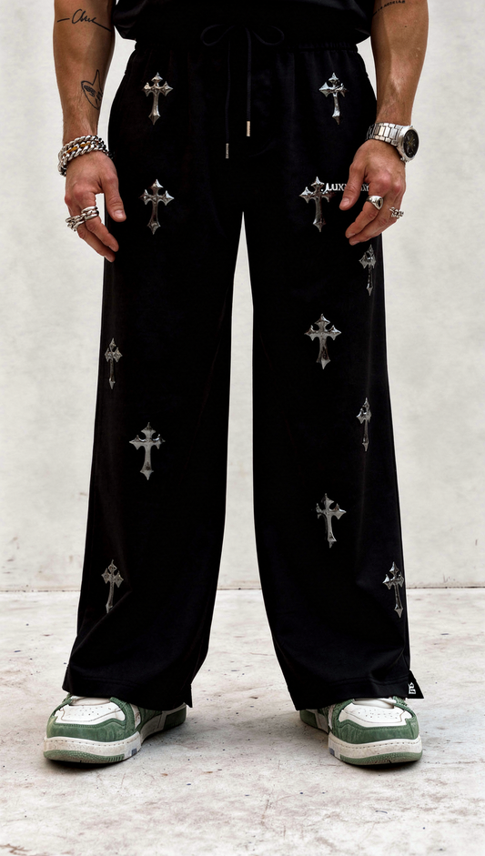 LUXENBOURG METALIC CROSSES COTTON BAGGY LOWER