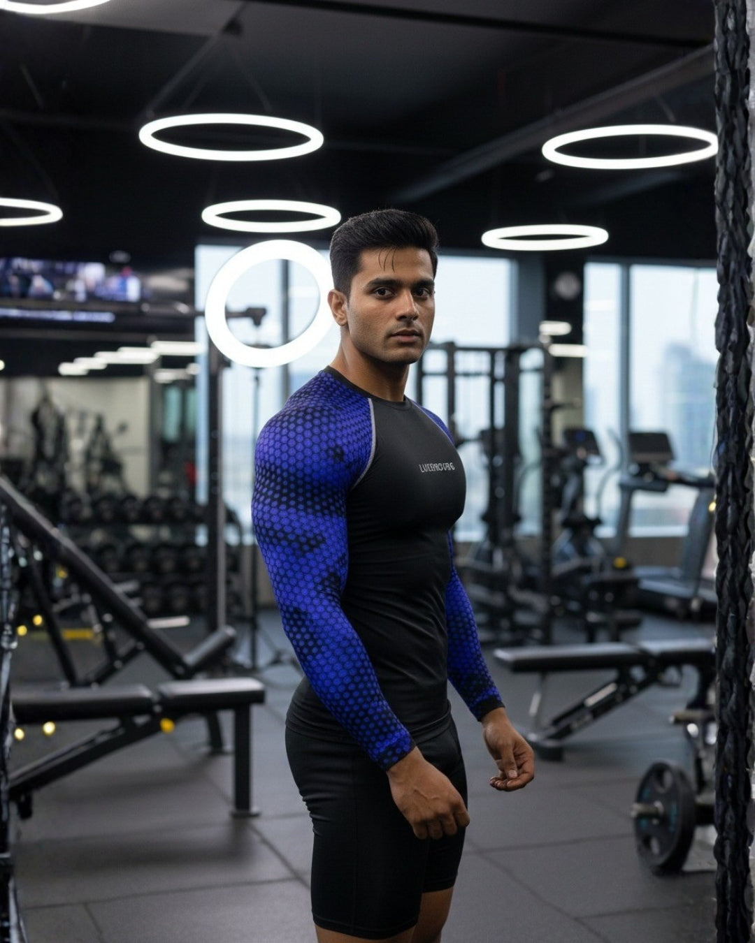 Hexa Blue Dual-Sleeve Compression