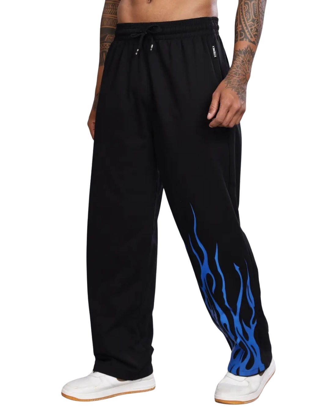 COLD FLAMES UNISEX STRAIGHT FIT BAGGY TRACK PANTS