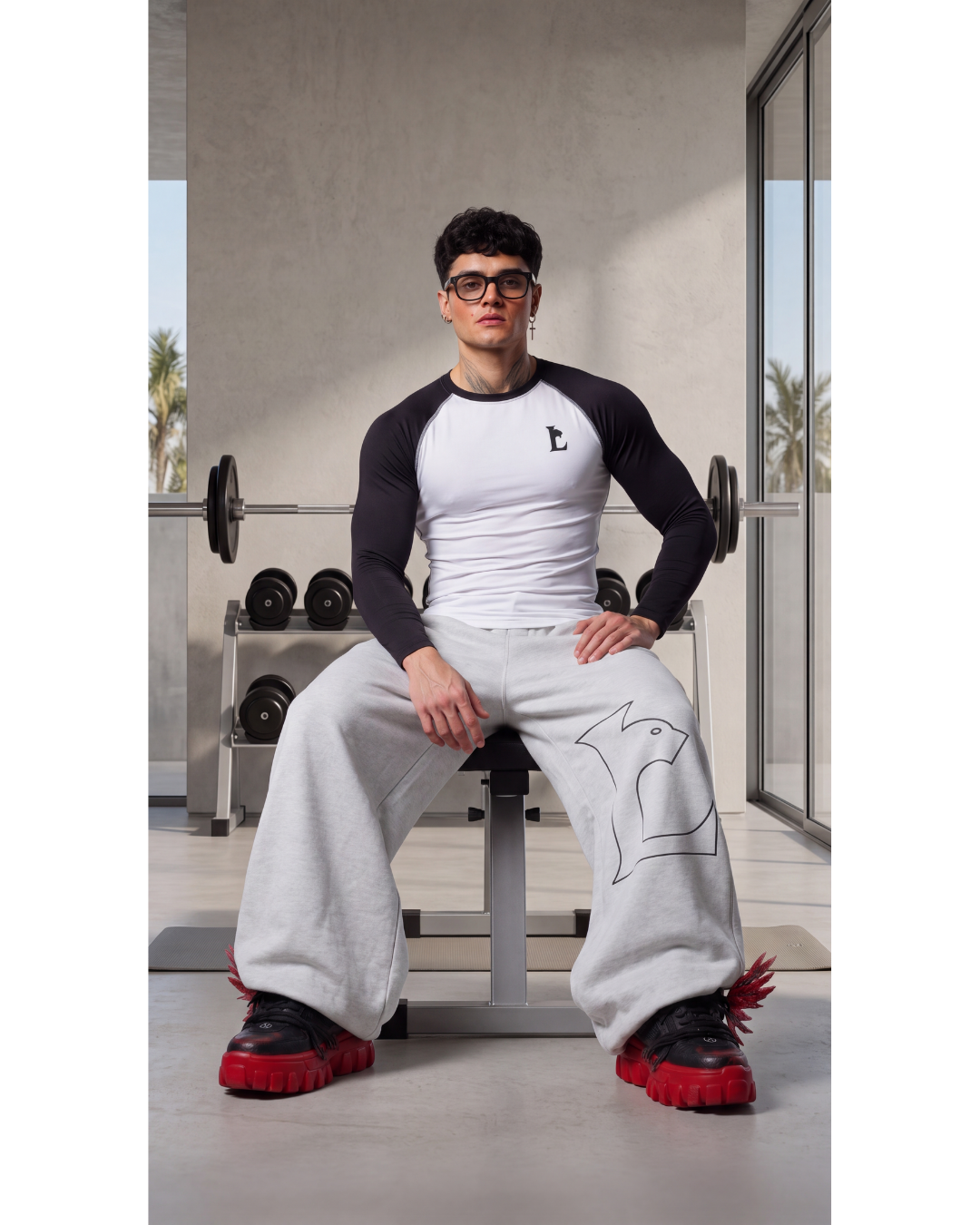 LUXENBOURG WHITE RAGLAN COMPRESSION TEE