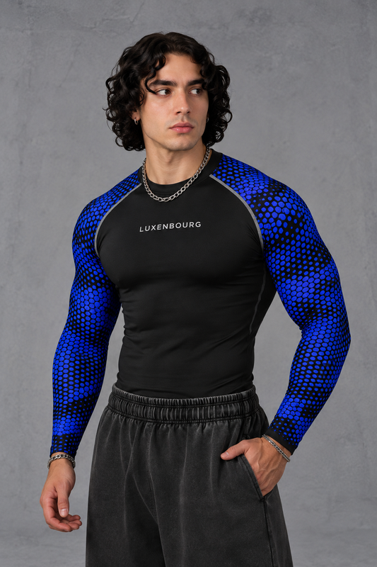 Hexa Blue Dual-Sleeve Compression T-Shirt