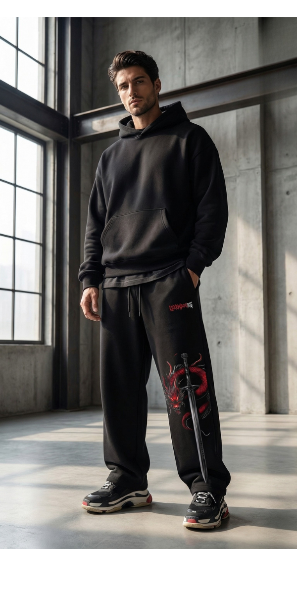 LUXENBOURG Dragon Sword Cotton Baggy Joggers