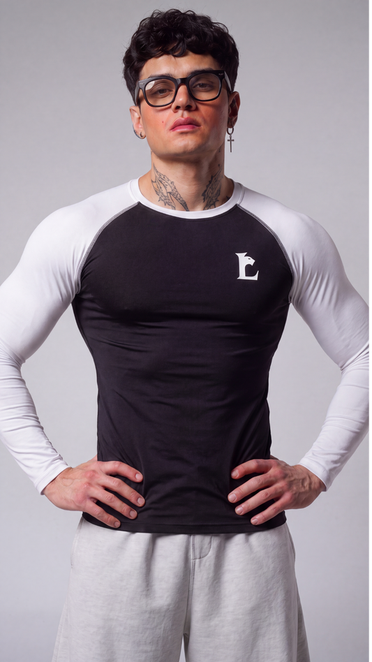 LUXENBOURG BLACK RAGLAAN COMPRESSION TEE