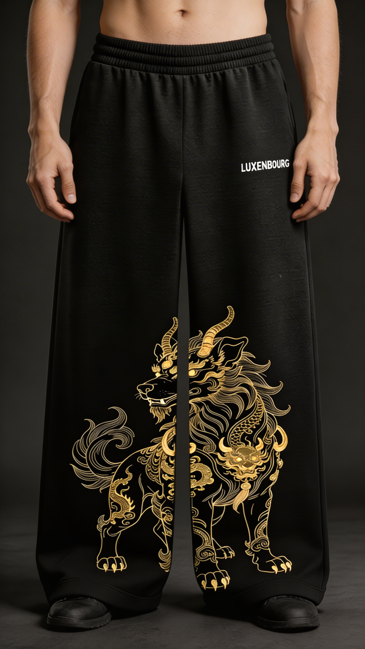 LUXENBOURG Golden Goat Cotton Baggy Joggers