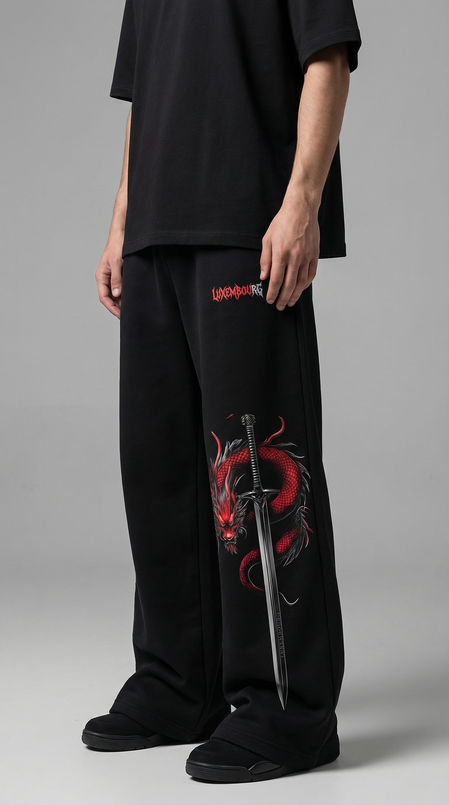 LUXENBOURG Dragon Sword Cotton Baggy Joggers