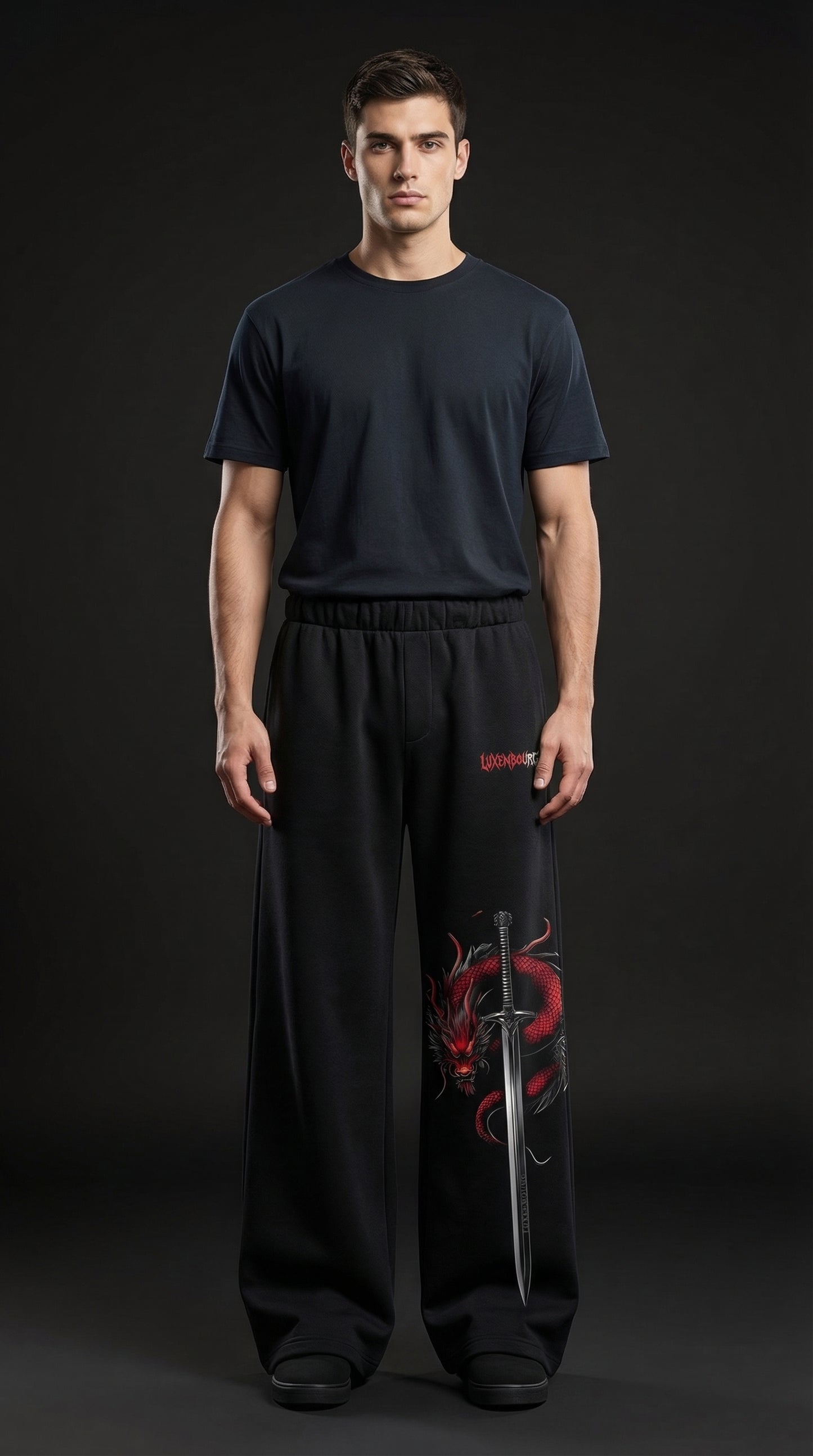 LUXENBOURG Dragon Sword Cotton Baggy Joggers