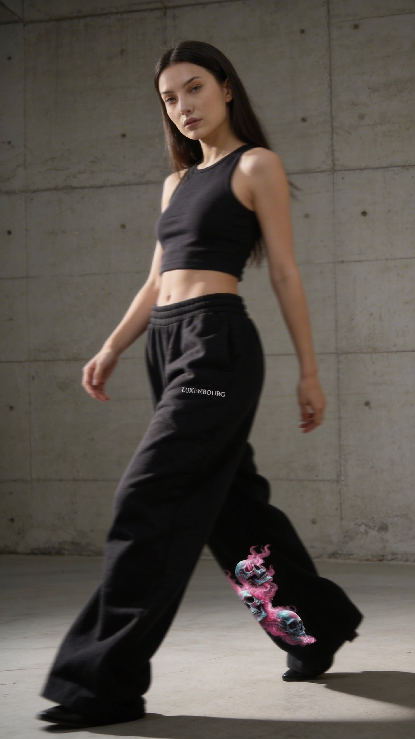 Flame Skull Drip Cotton Joggers