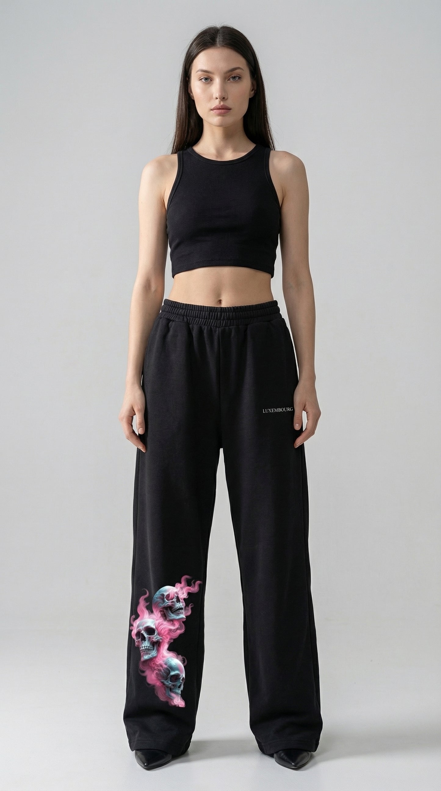 Flame Skull Drip Cotton Joggers