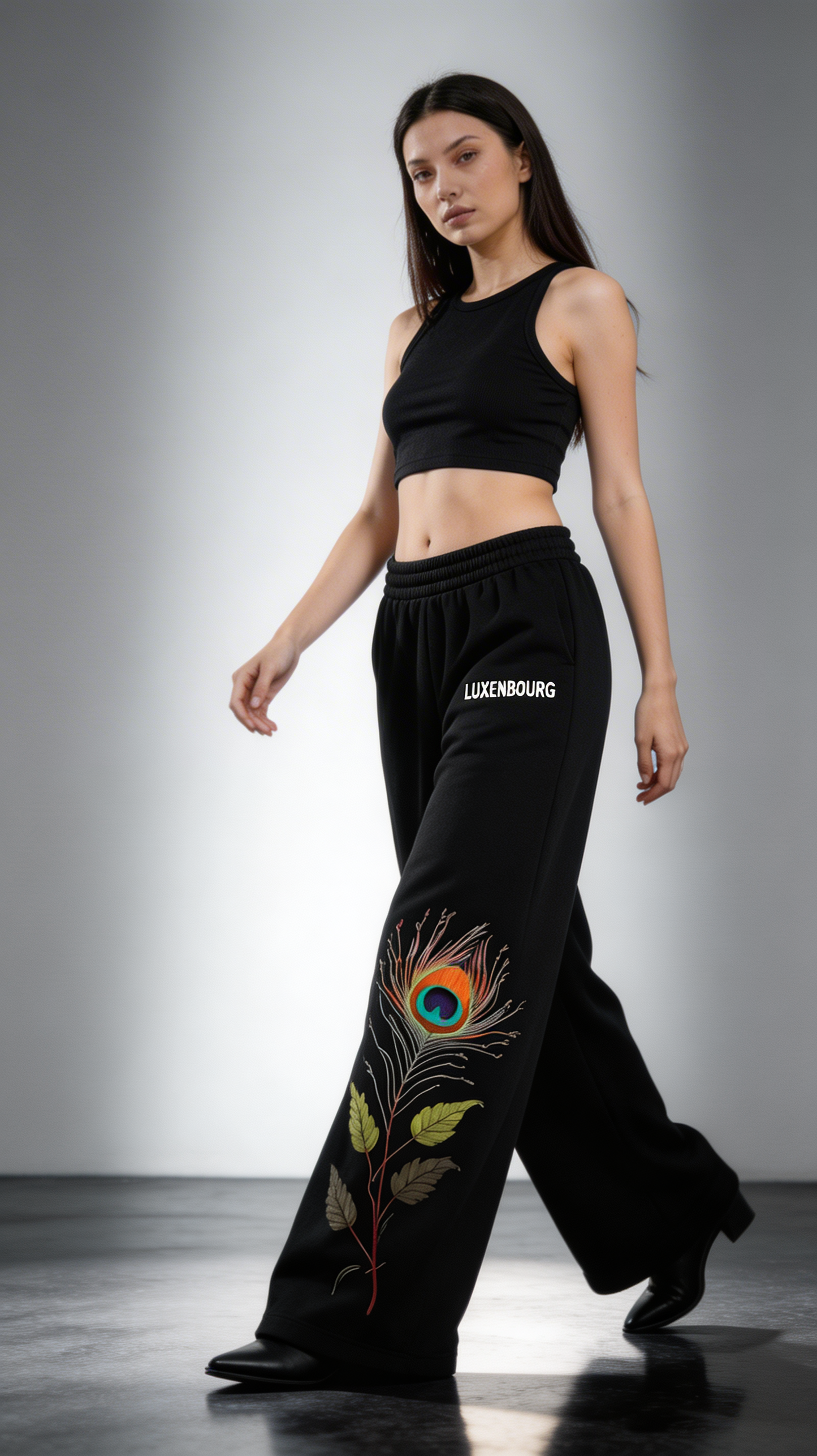 Peacock Feather Cotton Joggers