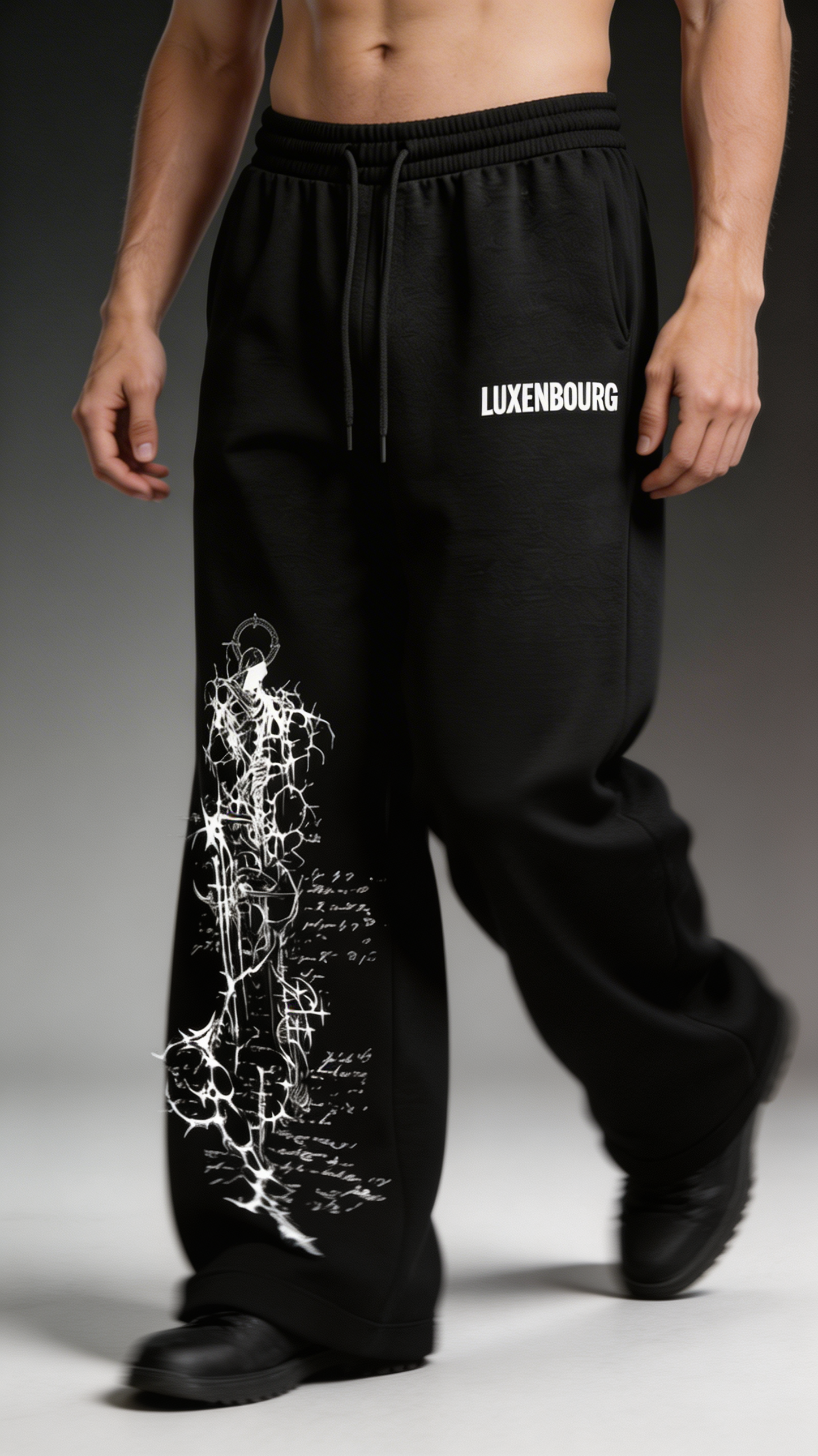 LUXENBOURG Void Script Baggy Cotton Joggers