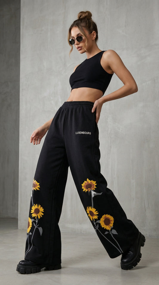 Baggy Sunflower Cotton Joggers
