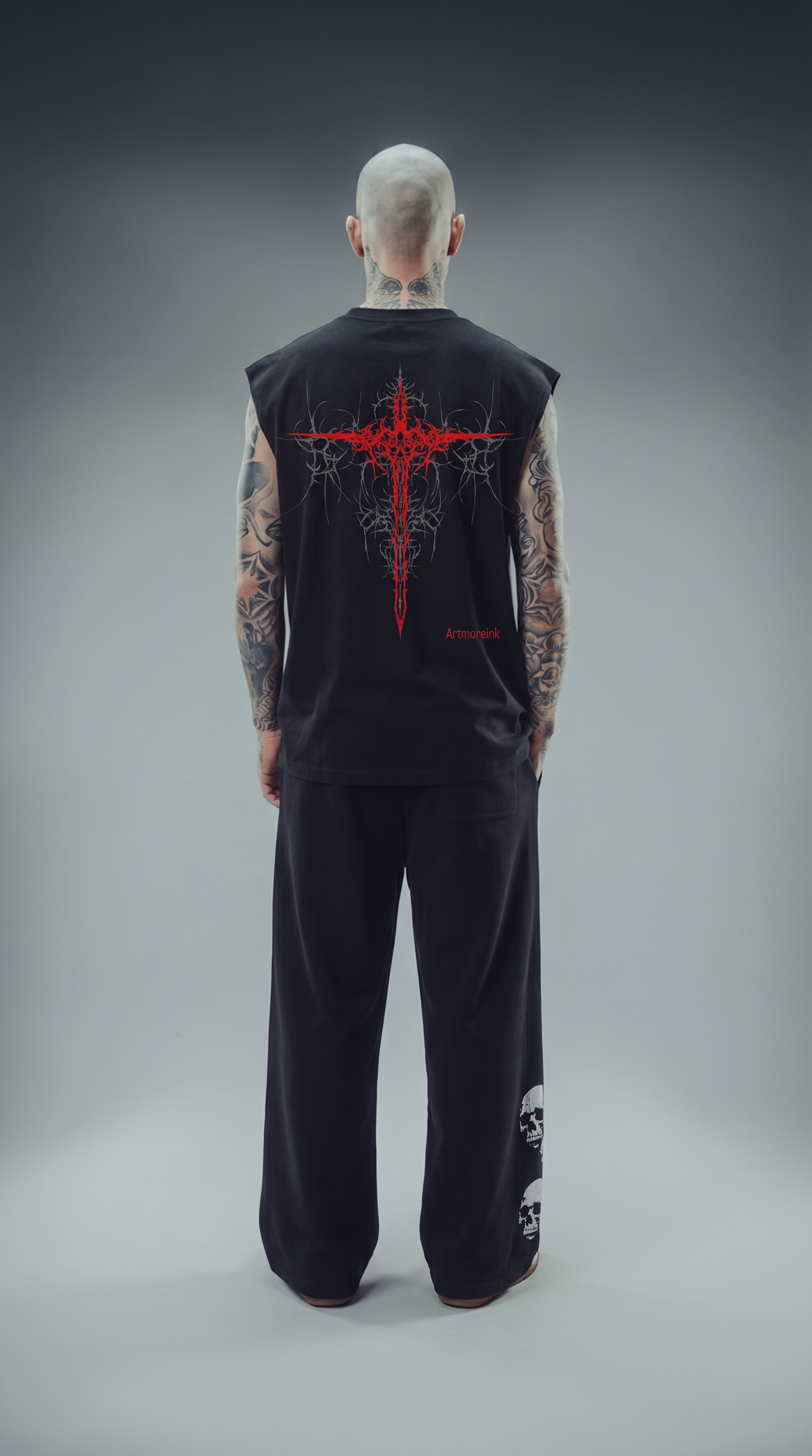 LUXENBOURG CRIMSON CRUCIFIX COTTON OVERSIZED VEST