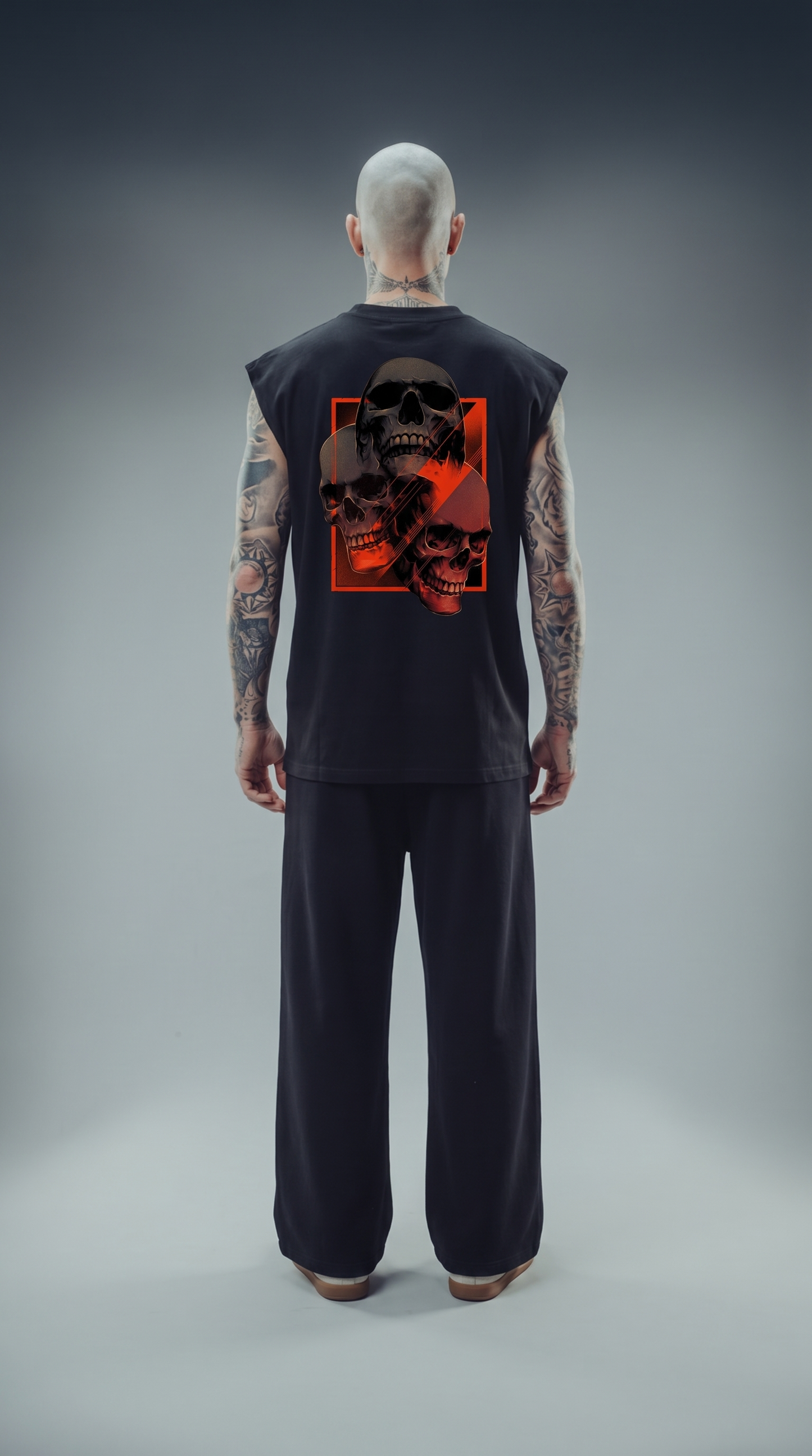 LUXENBOURG SKULL MATRIX COTTON OVERSIZED VEST