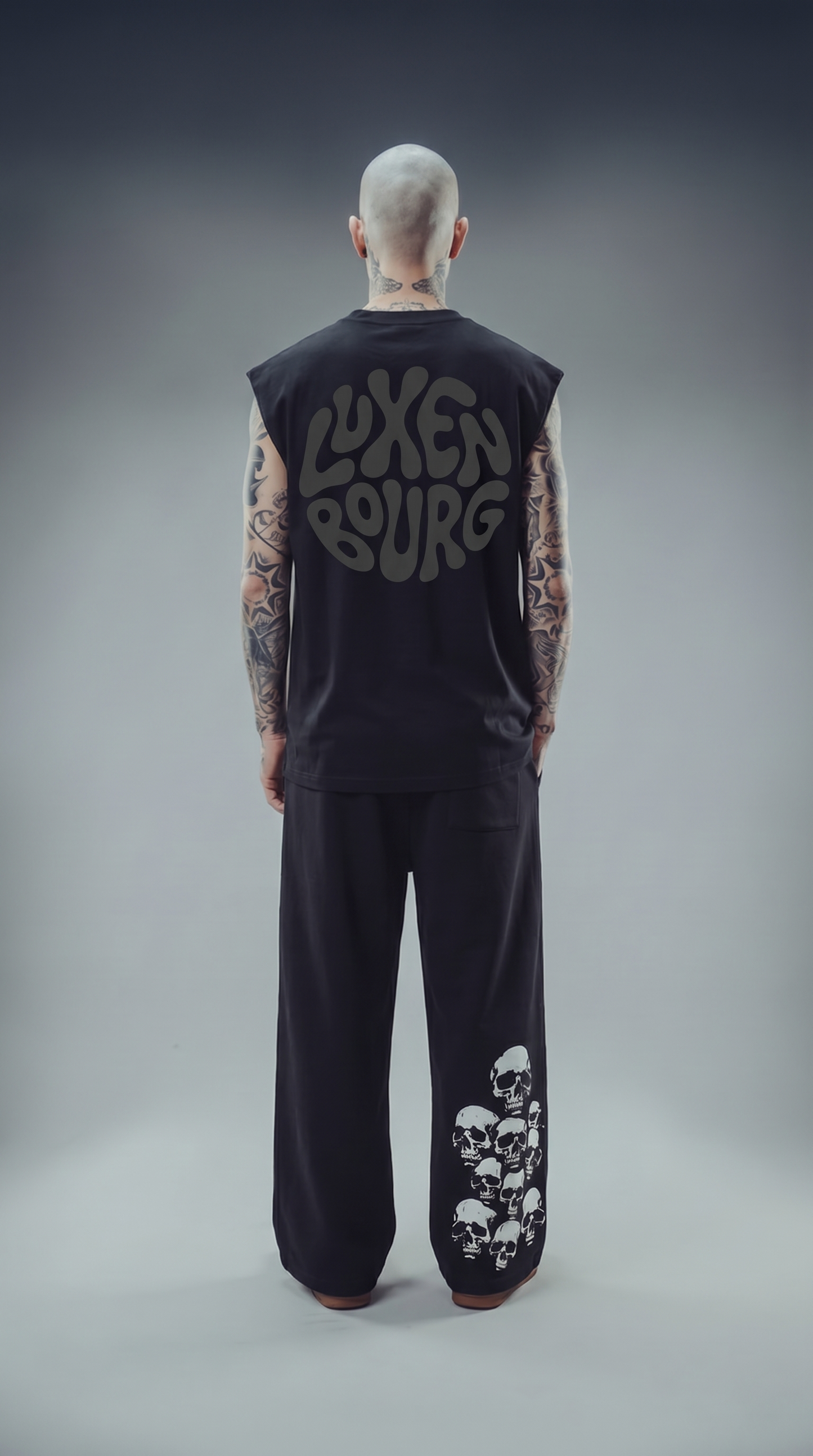 LUXENBOURG BLACKOUT LOGO  COTTON OVERSIZED VEST