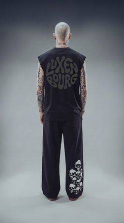 LUXENBOURG BLACKOUT LOGO  COTTON OVERSIZED VEST