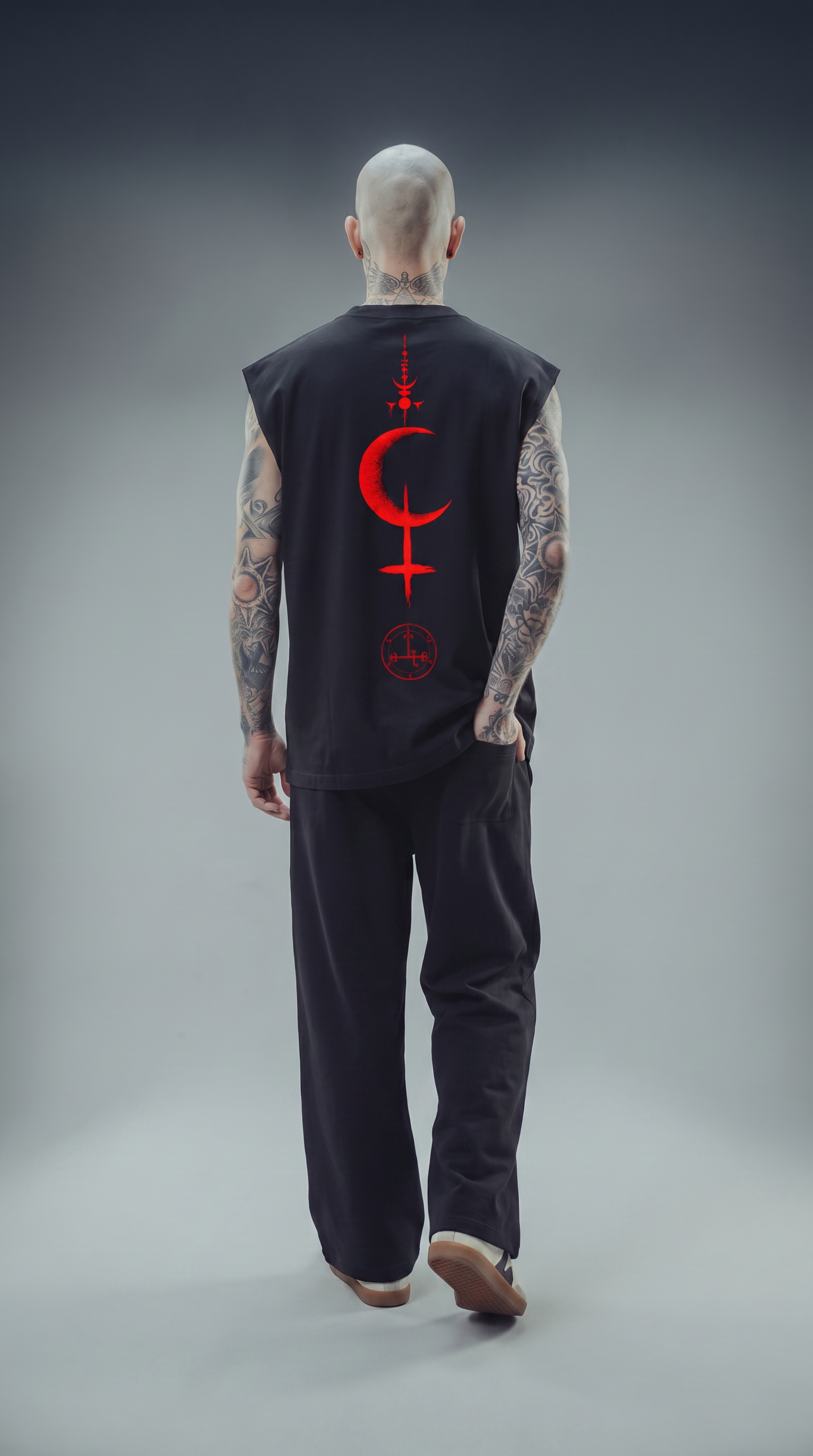 LUXENBOURG DEVIL’S CRESCENT COTTON BAGGY VEST
