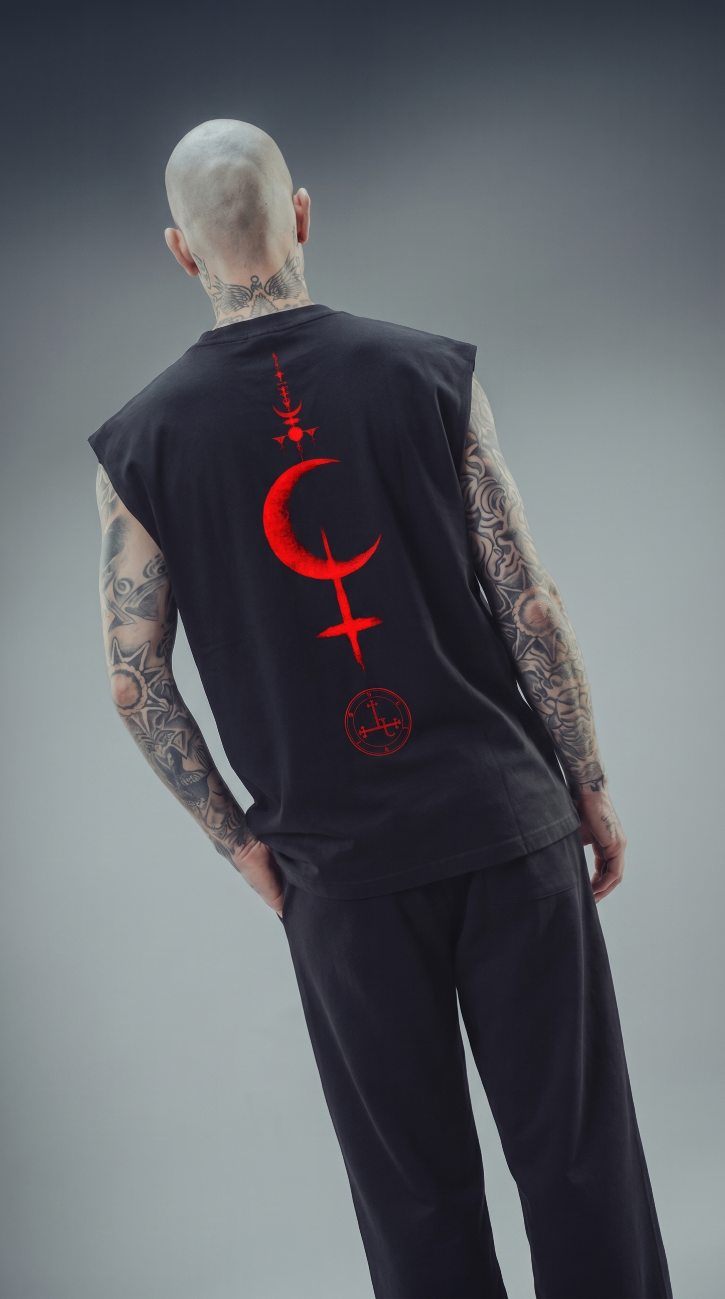 LUXENBOURG DEVIL’S CRESCENT COTTON BAGGY VEST
