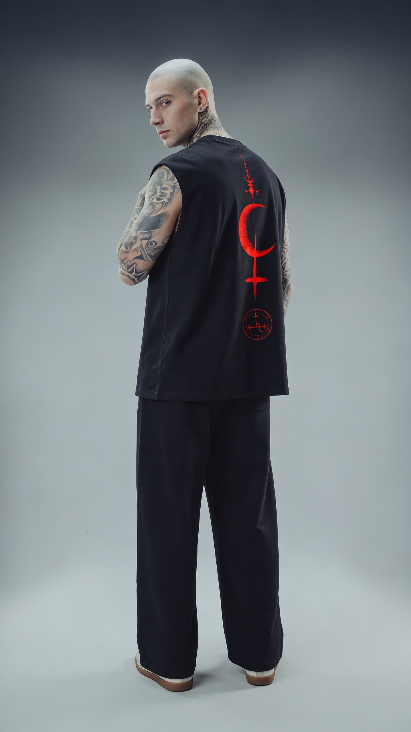 LUXENBOURG DEVIL’S CRESCENT COTTON BAGGY VEST