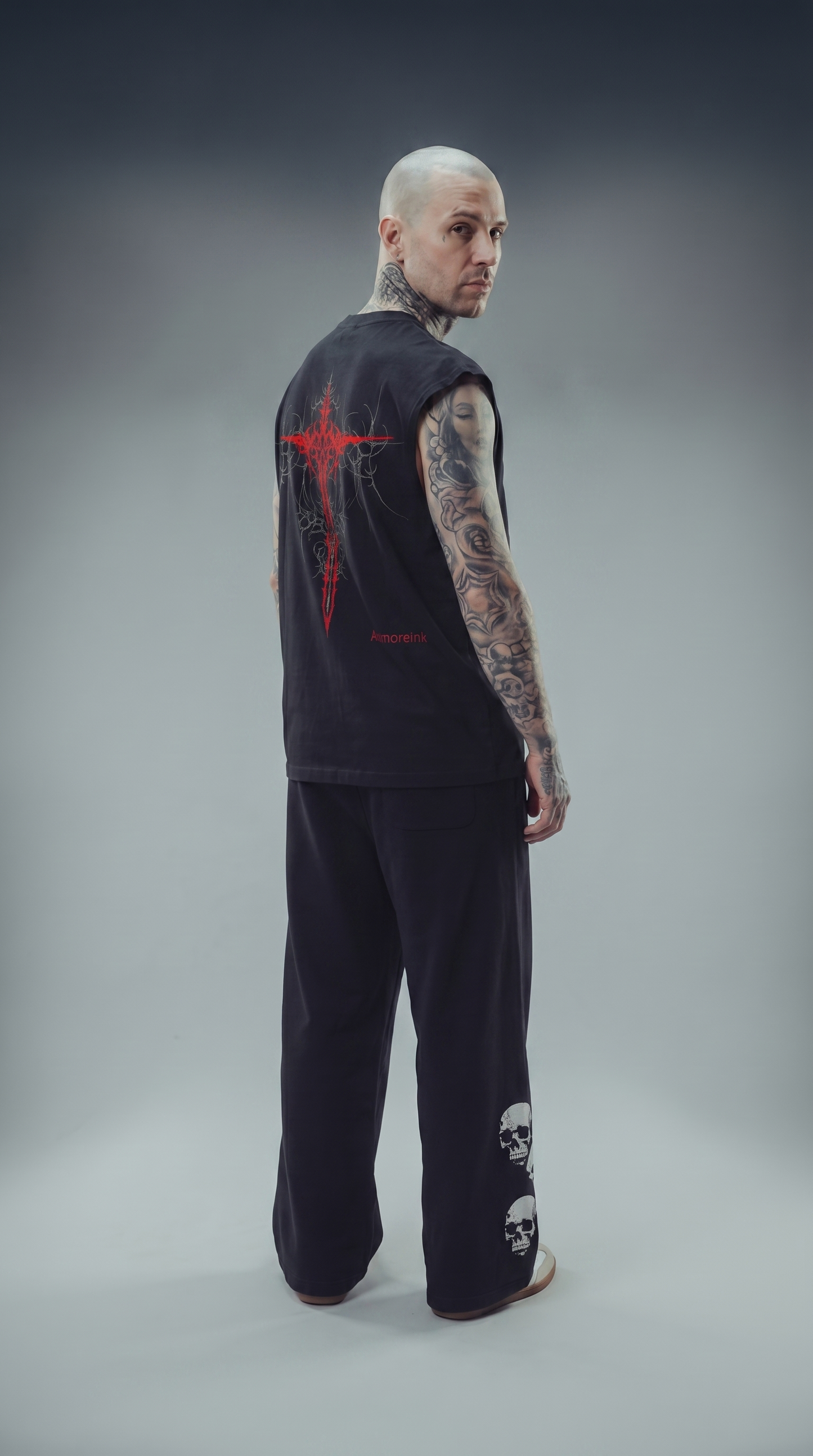 LUXENBOURG CRIMSON CRUCIFIX COTTON OVERSIZED VEST