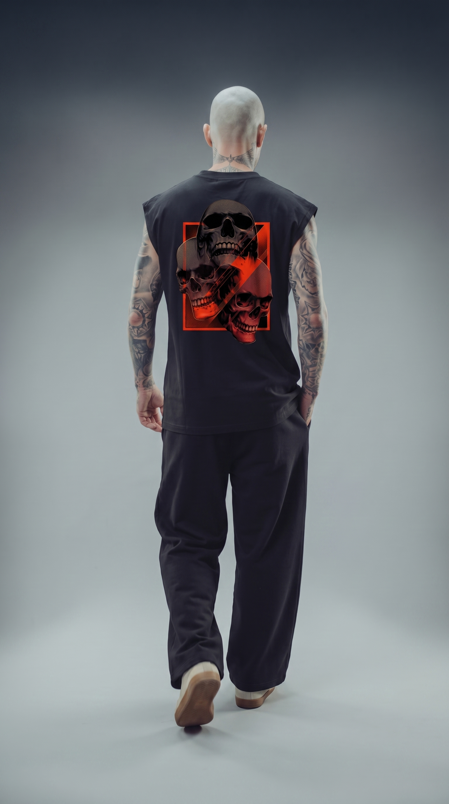 LUXENBOURG SKULL MATRIX COTTON OVERSIZED VEST