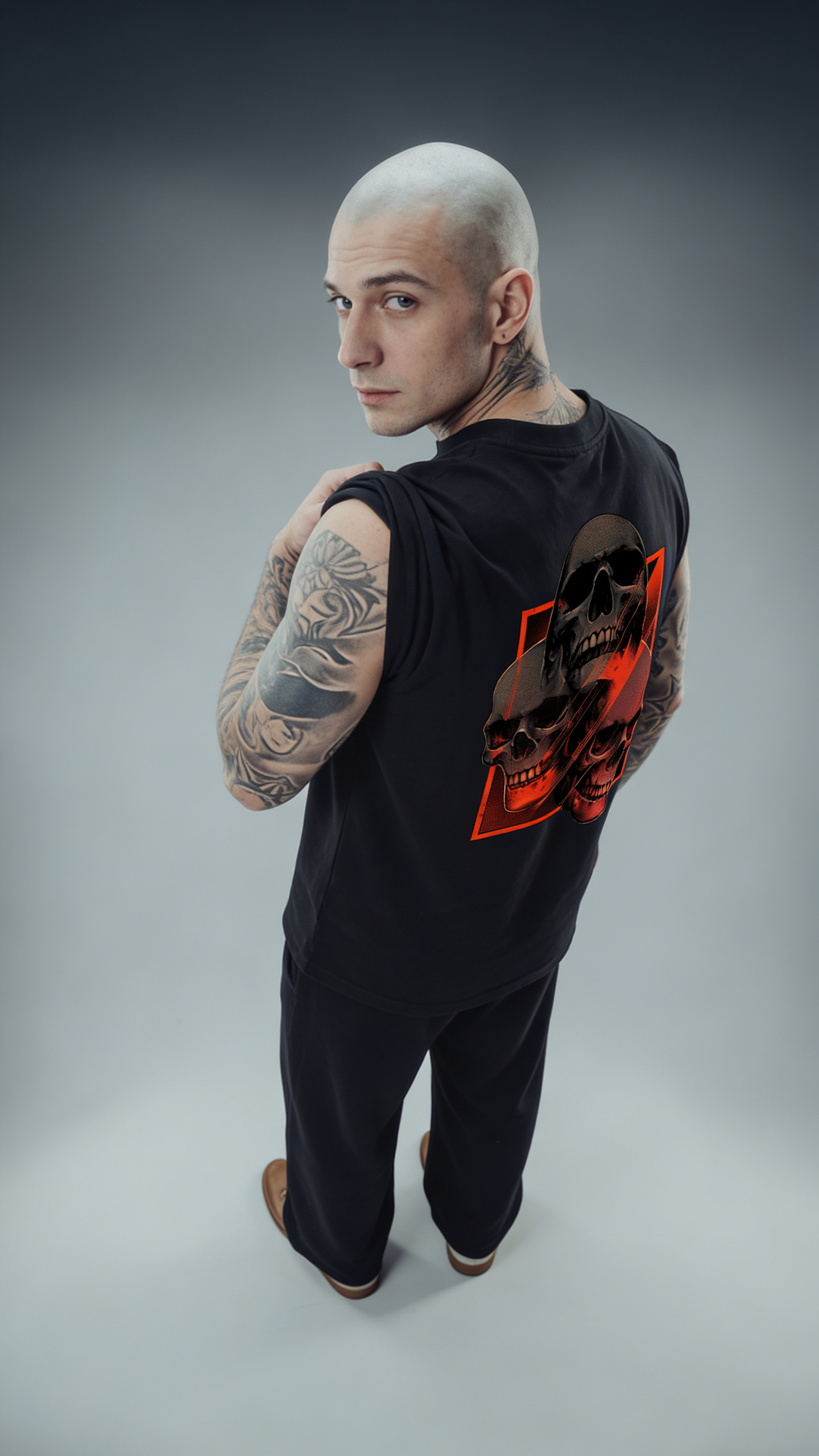 LUXENBOURG SKULL MATRIX COTTON OVERSIZED VEST