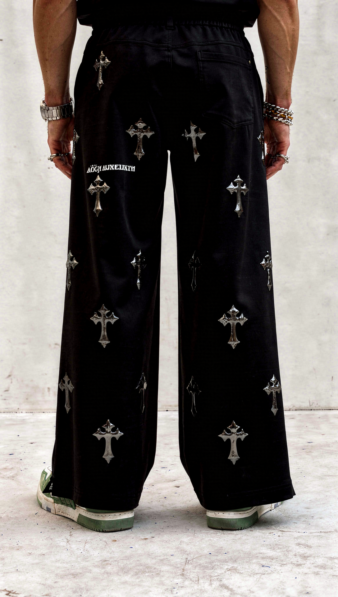 LUXENBOURG METALIC CROSSES COTTON BAGGY LOWER