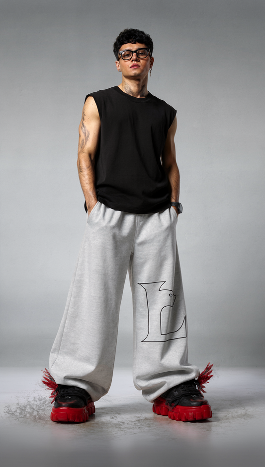 LUXENBOURG ESSENTIAL GRAY BAGGY JOGGERS