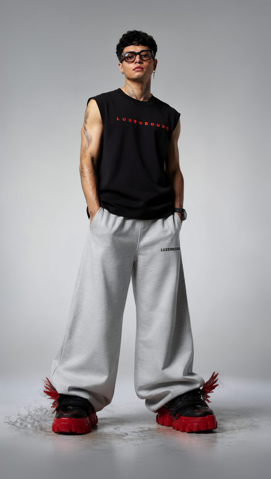 LUXENBOURG GRAY CORE BAGGY JOGGERS