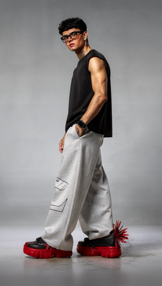LUXENBOURG ESSENTIAL GRAY BAGGY JOGGERS