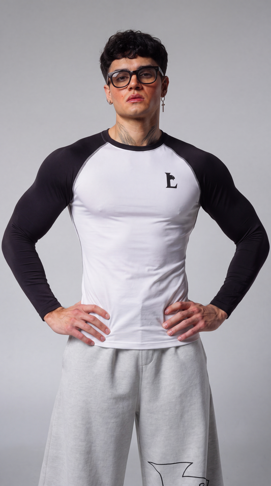 LUXENBOURG WHITE RAGLAN COMPRESSION TEE