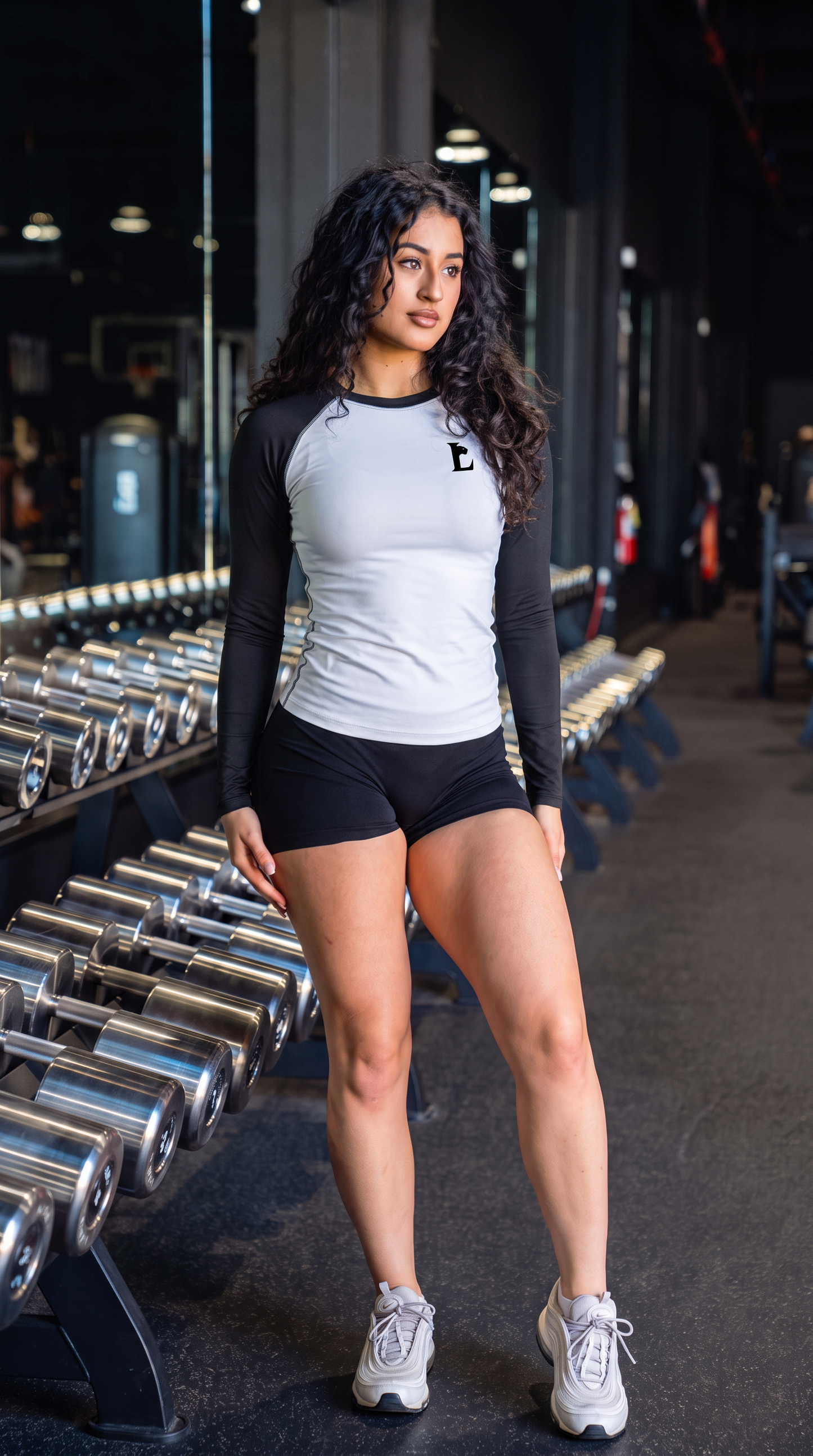 White Black Raglaan Compression Tee