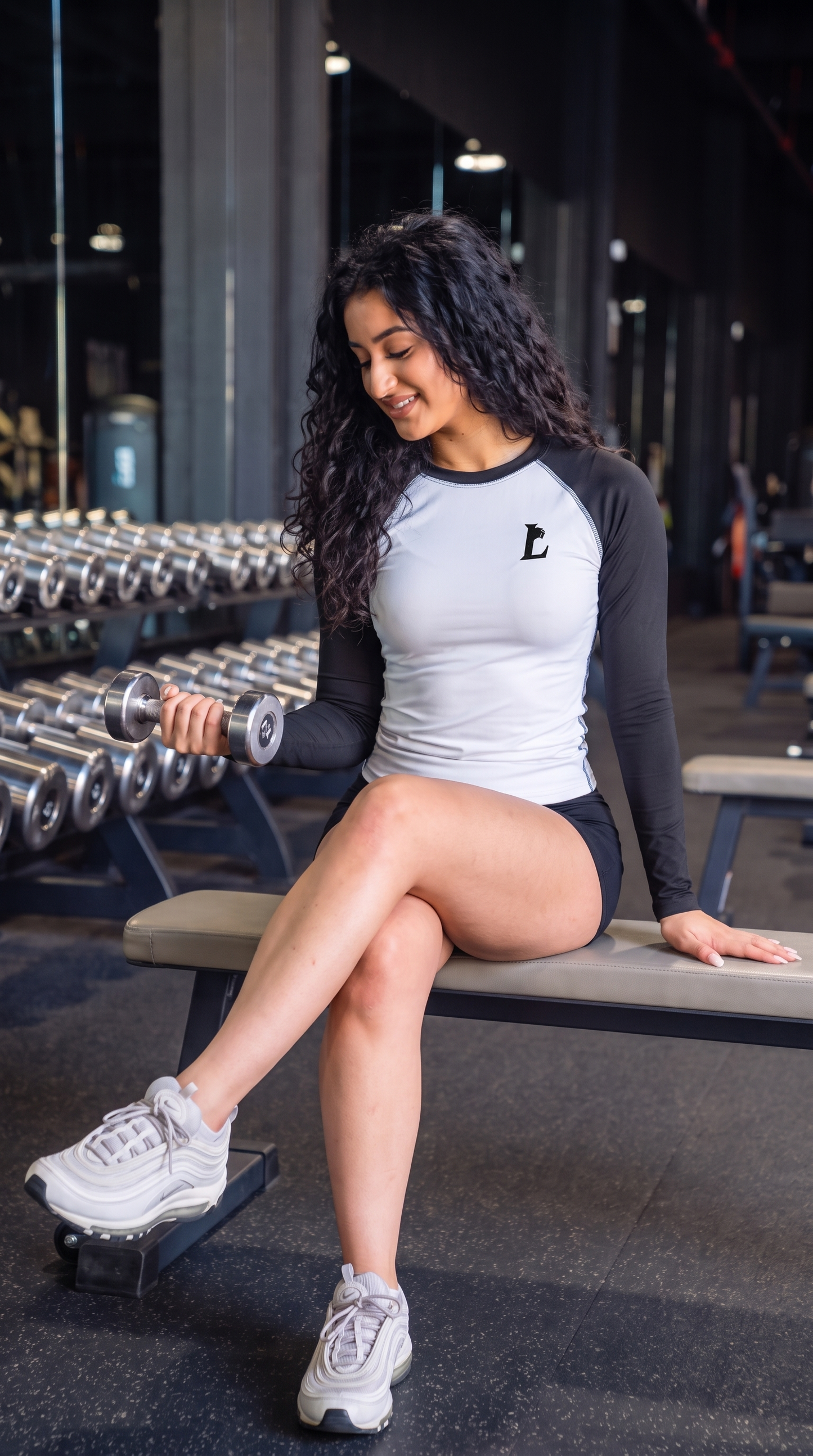 White Black Raglaan Compression Tee