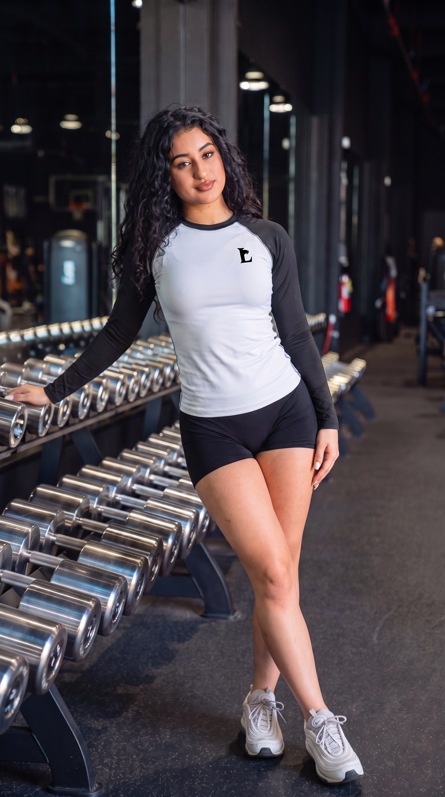 White Black Raglaan Compression Tee